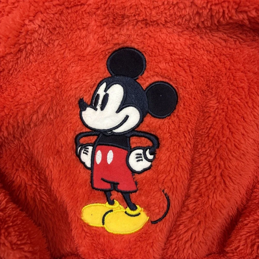 Disney Mickey Mouse Bathrobe Kids Size 4 Red Embroidered Logo EUC